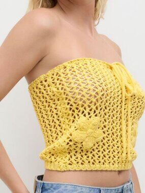 CIDER, S, GOLD, CROCHET HALTER TOP